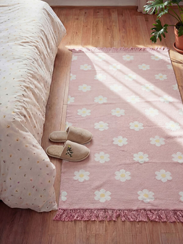 LCW HOME Çiçek Desenli Püsküllü Halı 80x150 cm