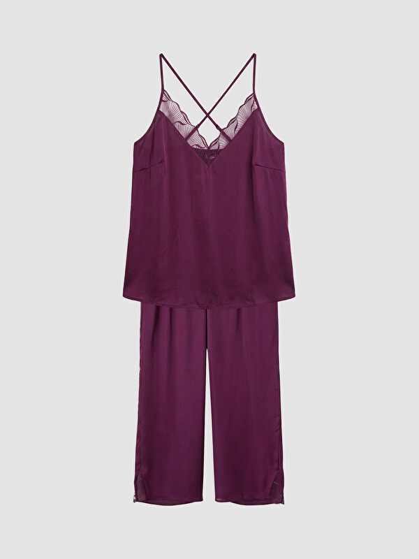 LCW DREAM İp Askılı Dantel Detaylı Saten Kadın Pijama Takımı
