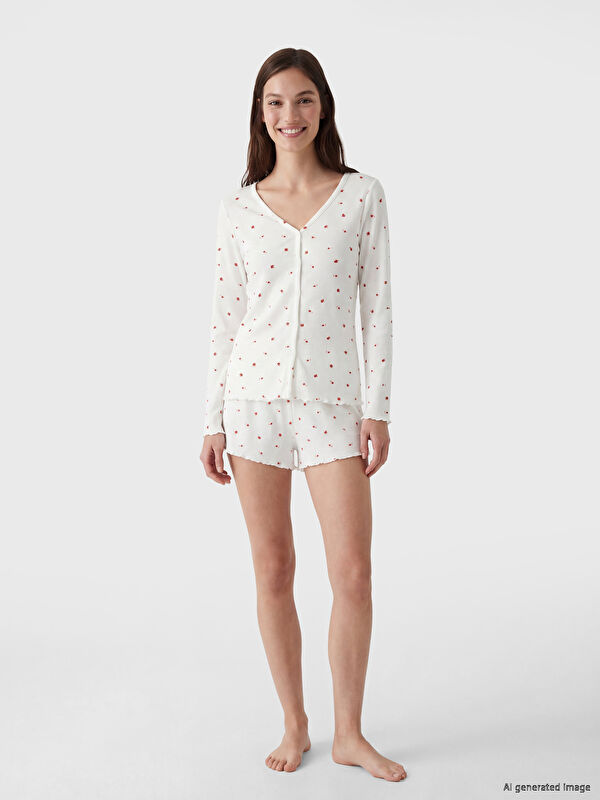 LCW DREAM Kalp Desenli Kadın Şortlu Pijama Takımı