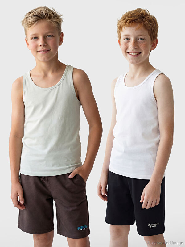 LCW Kids Bisiklet Yaka Erkek Çocuk Pamuklu Atlet 2'li