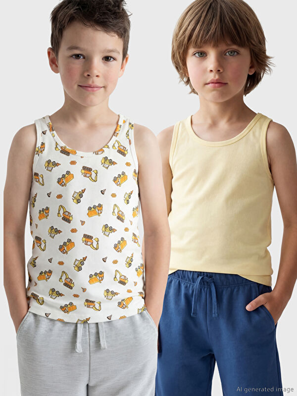 LCW Kids Bisiklet Yaka Erkek Çocuk Pamuklu Atlet 2'li