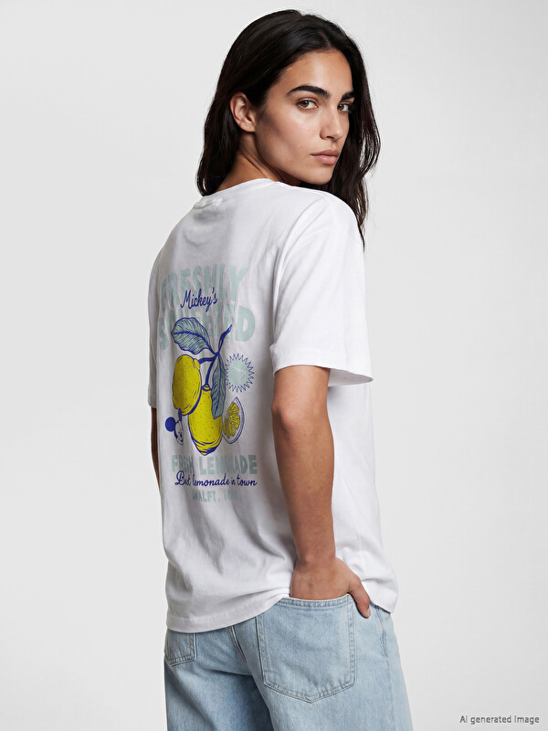 XSIDE Crew Neck Mickey Mouse Printed Women's T-Shirt