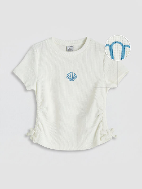 LCW Kids Crew Neck Ruched Girls' T-Shirt