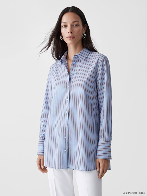 LCW EVERYDAY Çizgili Oversize Kadın Gömlek Tunik