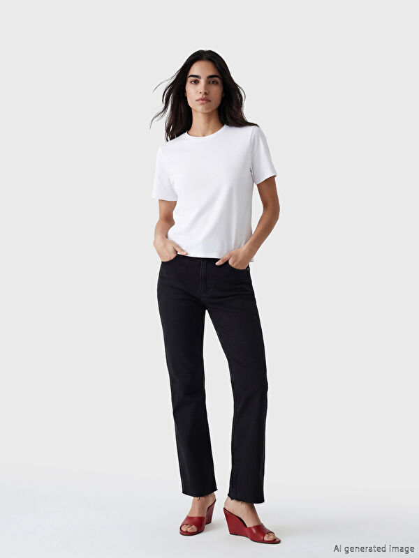 LCW Jeans Yüksek Bel Crop Flare Kadın Jean Pantolon