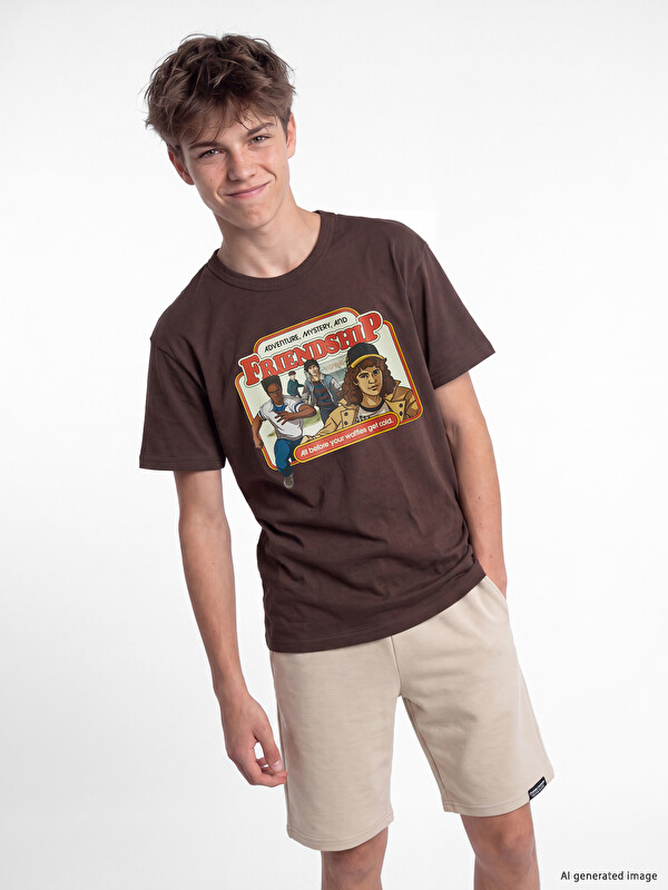 LCW Kids T-shirt me jakë të rrumbullakët Stranger Things e stampuar për djem