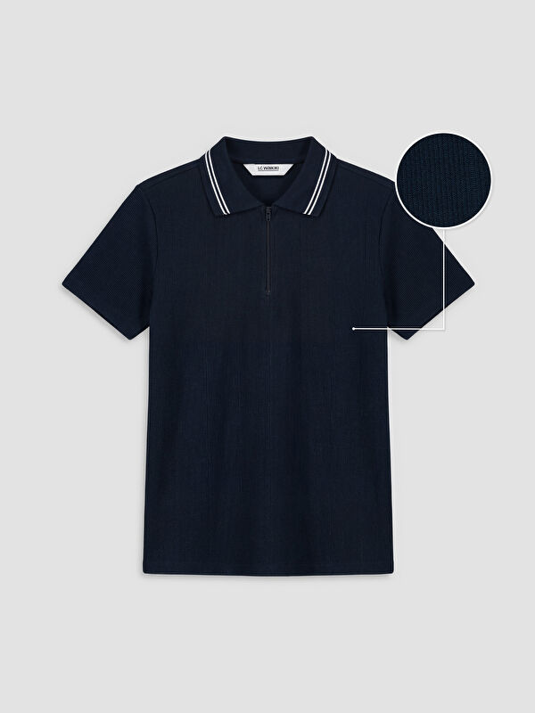 LCW Kids Fermuarlı Polo Yaka Erkek Çocuk Tişört