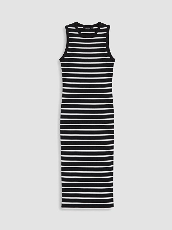 LCW Vision Bisiklet Yaka Çizgili Bodycon Elbise