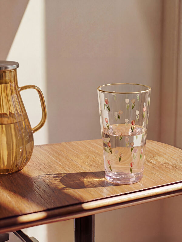 LCW HOME Çiçek Baskılı Cam Su Bardağı 500 ml