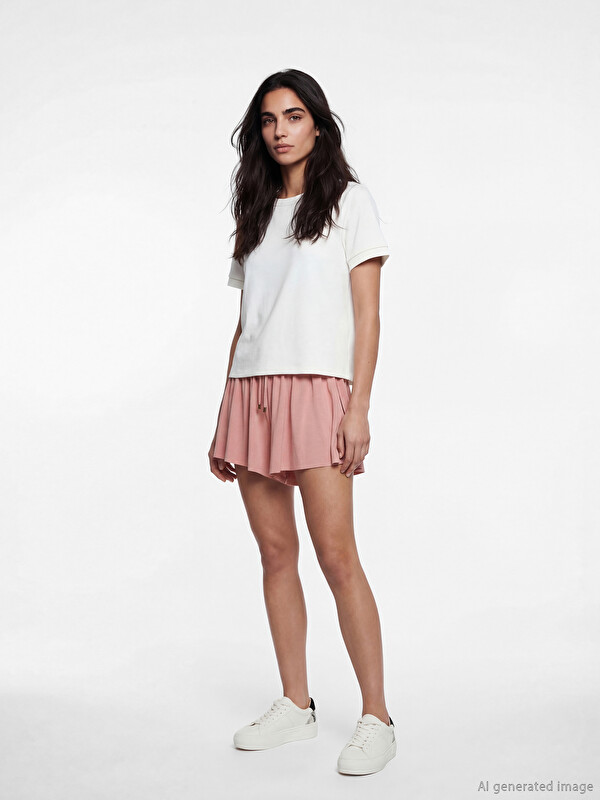 LCW Vision Elastic Waist Pleated Women's Shorts
