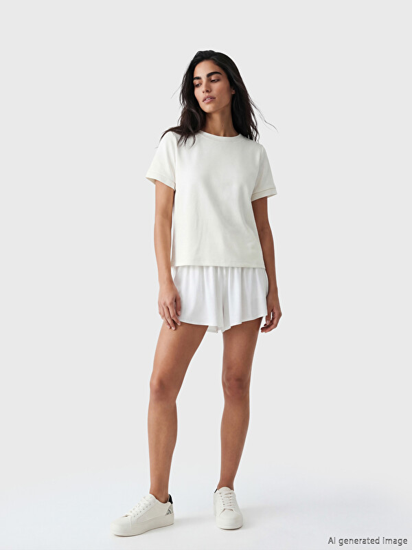 LCW Vision Elastic Waist Pleated Women's Shorts