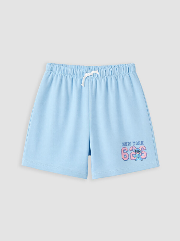 LCW Kids Stitch Baskılı Kız Çocuk Şort