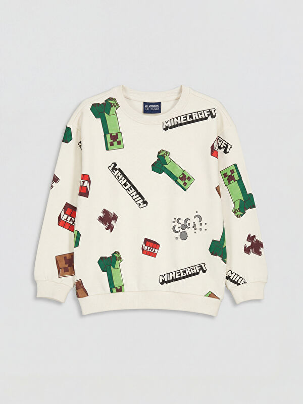 LCW Kids Minecraft Baskılı Erkek Çocuk Sweatshirt