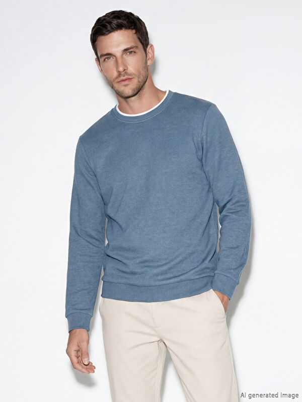 LCWAIKIKI Classic Bisiklet Yaka Erkek Sweatshirt