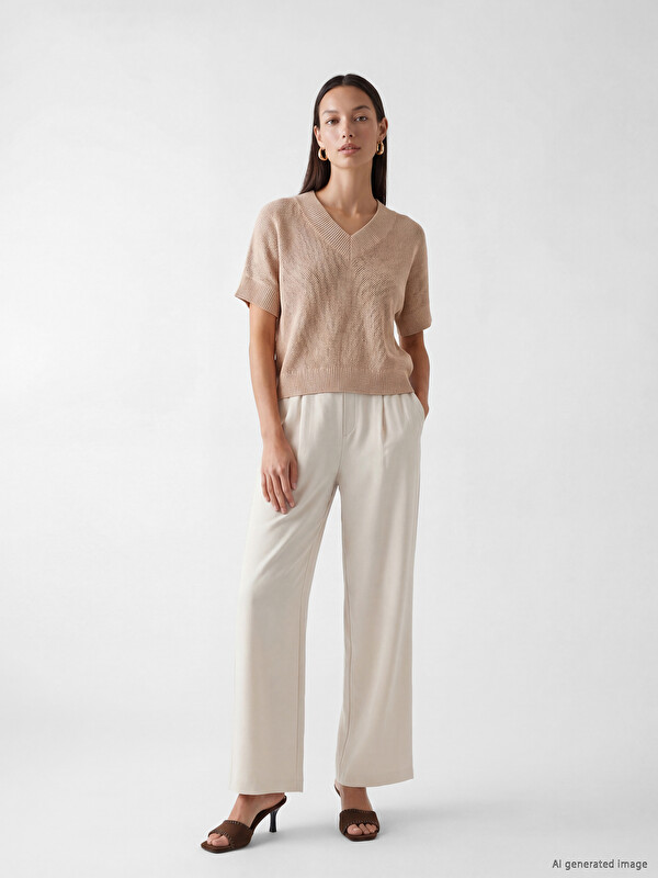 LCWAIKIKI Classic Elastic Waist Wide Leg Women's Trousers