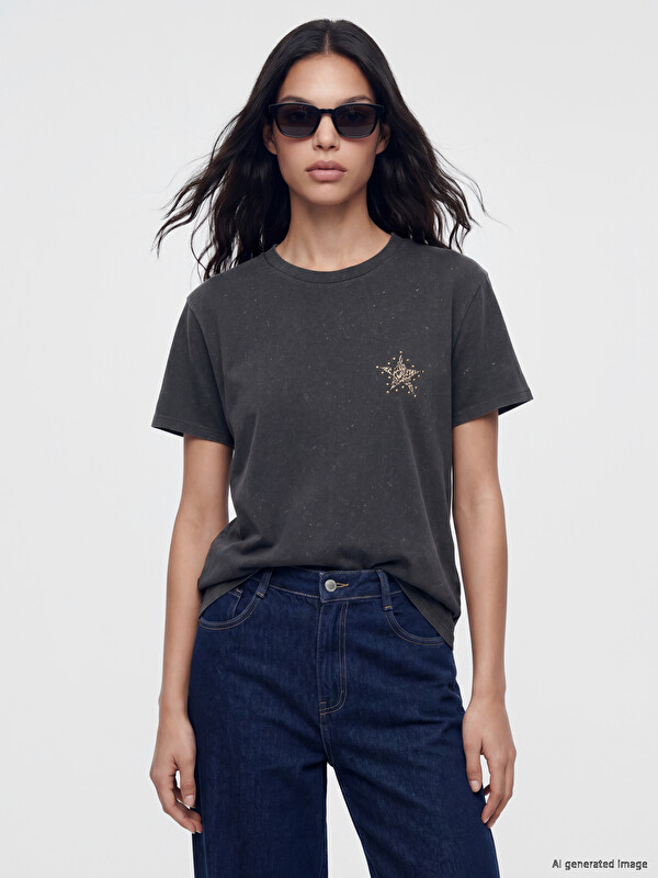 LCW Vision Printed 100% Cotton Women's T-Shirt