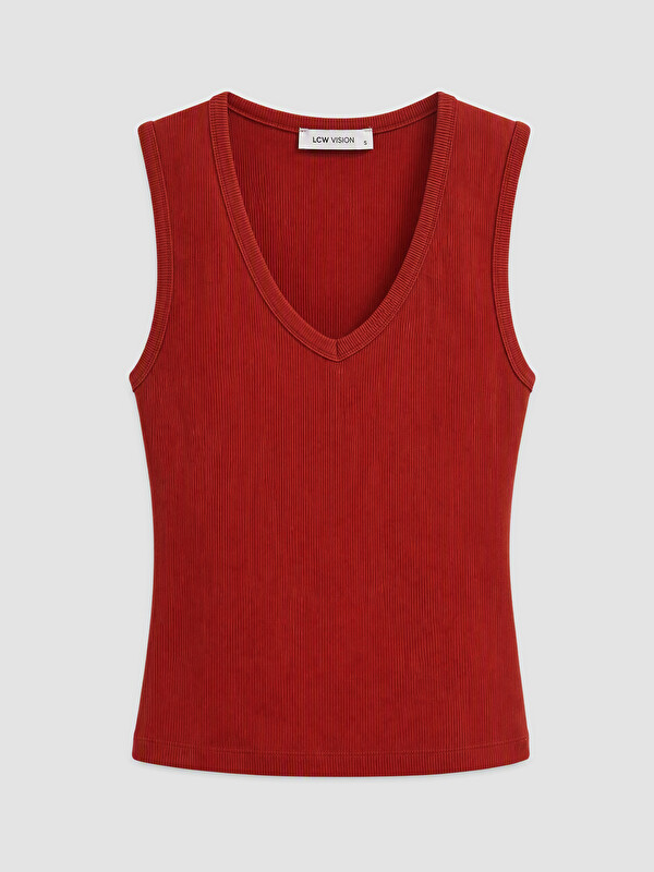 LCW Vision V Neck Women's Ribbed Tank Top