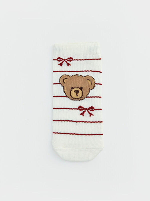LCW Kids Bear Printed Girls' Trainer Socks 5 Pack
