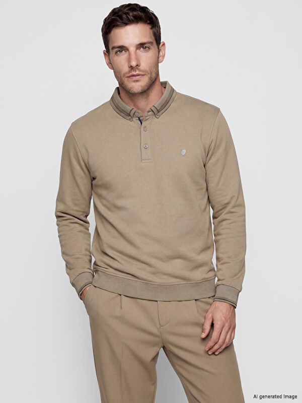 LCWAIKIKI Classic Polo Yaka Erkek Sweatshirt