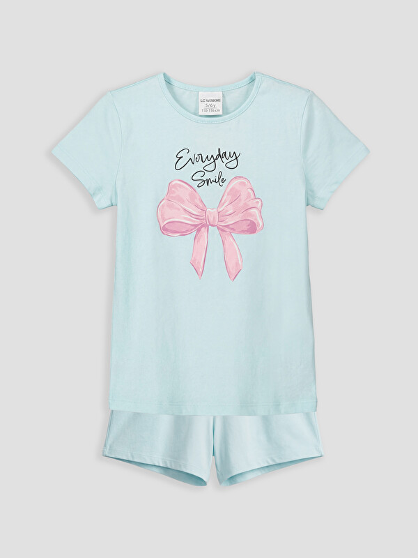 LCW Kids Crew Neck Girls' Shorts Pyjamas Set