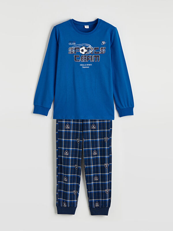 LCW Kids Baskılı Bisiklet Yaka Erkek Çocuk Pijama Takımı