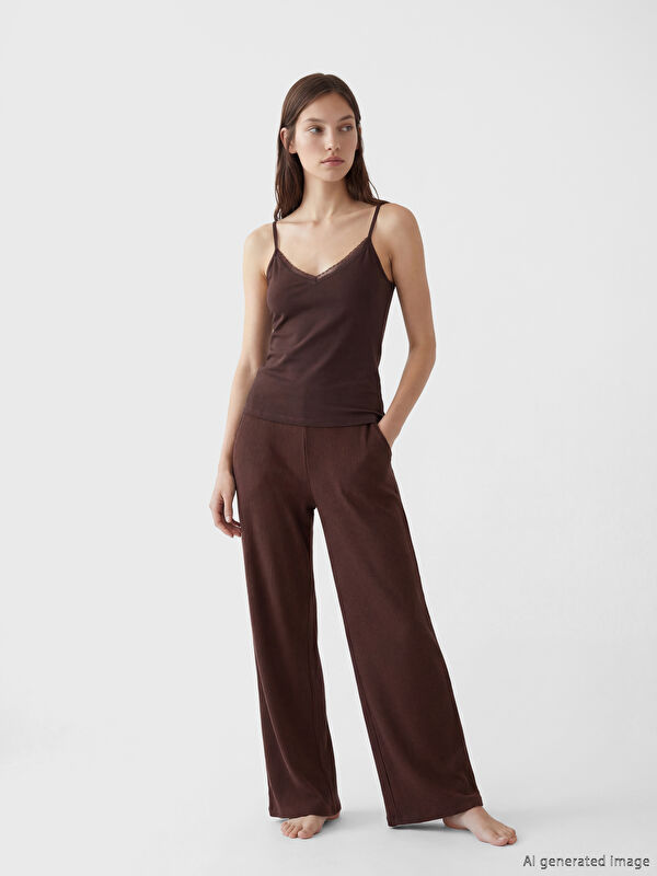 LCW DREAM Elasticated Waist Ribbed Women's Pyjama Bottoms