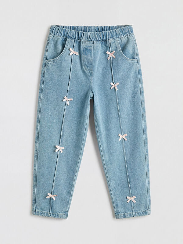 LCW Kids Loose Fit Fiyonk Detaylı Kız Çocuk Jean Pantolon