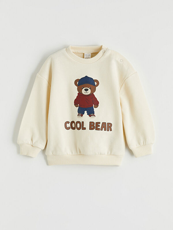 LCW baby Bisiklet Yaka Baskılı Erkek Bebek Sweatshirt