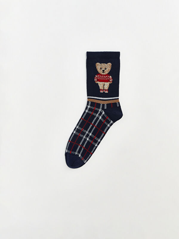 LCW DREAM Teddy Ayı Baskılı Kadın Soket Çorap