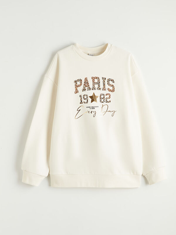 LCW Kids Paris Baskılı Kız Çocuk Sweatshirt