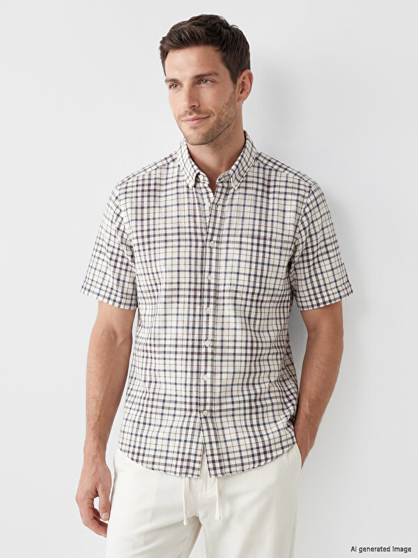 LCWAIKIKI Classic Regular Fit Ekose Poplin Erkek Gömlek