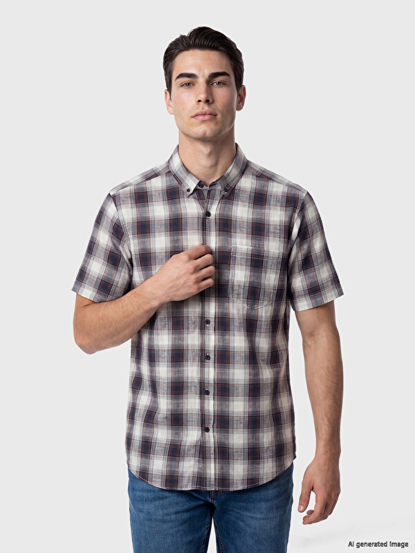 LCWAIKIKI Classic Regular Fit Ekose Poplin Erkek Gömlek