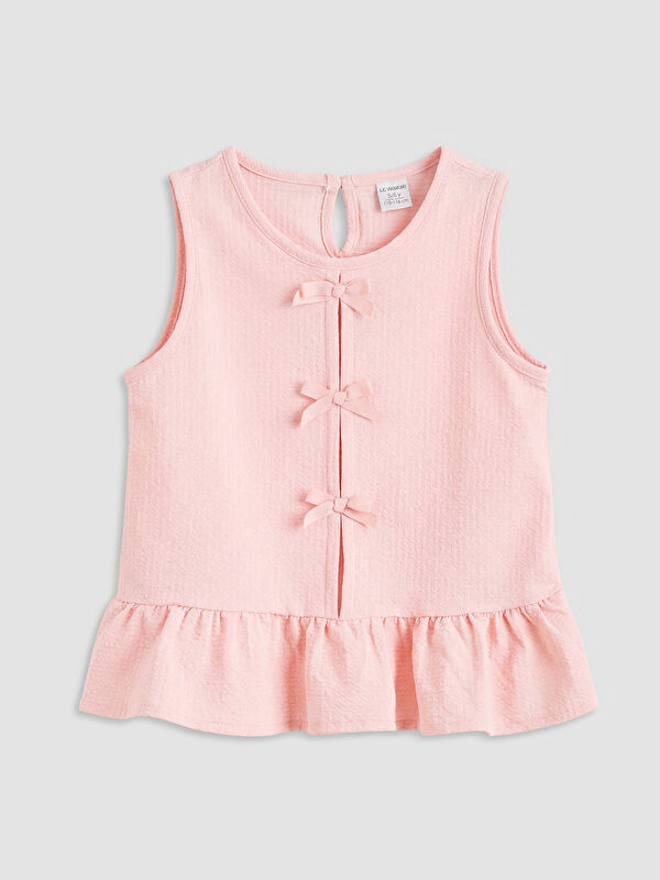 LCW Kids Bisiklet Yaka Fiyonklu Kız Çocuk Bluz