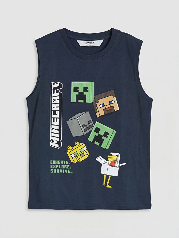 LCW Kids Bisiklet Yaka Minecraft Baskılı Erkek Çocuk Atlet