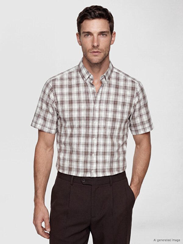 LCWAIKIKI Classic Regular Fit Ekose Poplin Erkek Gömlek