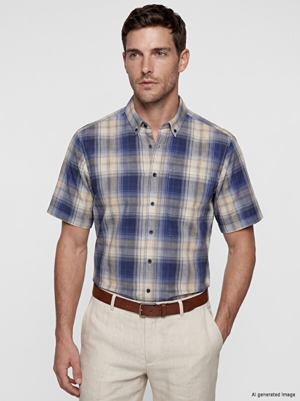 LCWAIKIKI Classic Regular Fit Ekose Poplin Erkek Gömlek