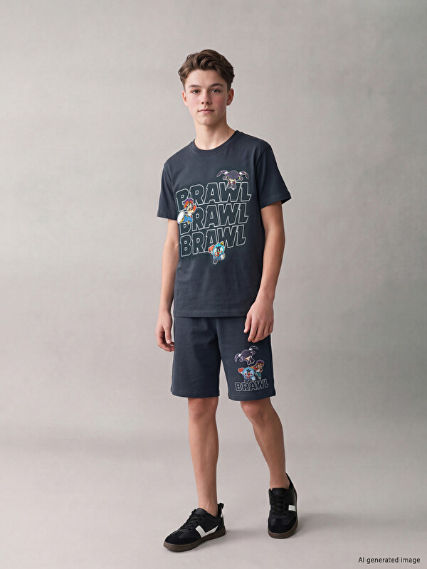 LCW Kids Crew Neck Brawl Stars Printed Boys' T-Shirt