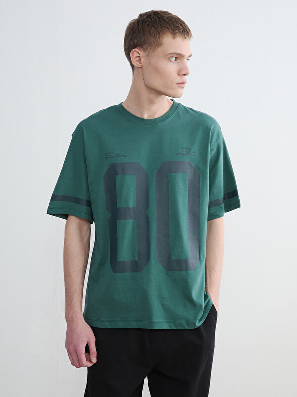 XSIDE Bisiklet Yaka Oversize Baskılı Erkek Tişört