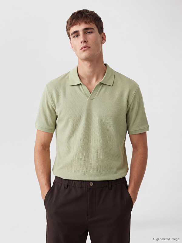 LCW Vision Polo Collar Textured Men's T-Shirt