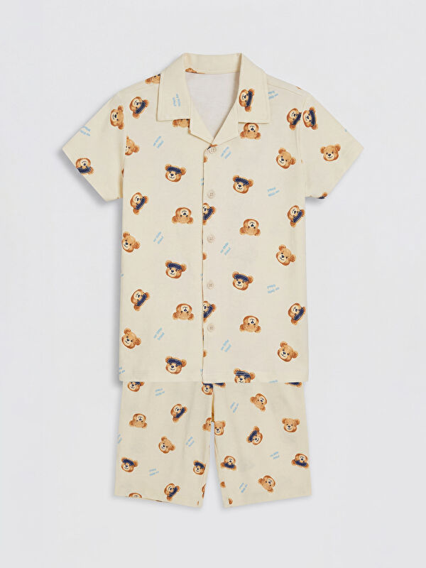LCW Kids Gömlek Yaka Erkek Çocuk Şortlu Pijama Takımı
