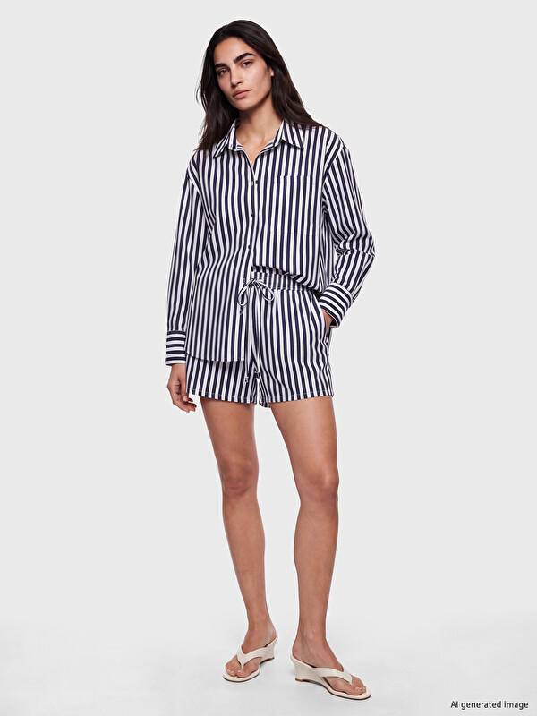 LCW Vision Striped Poplin Women's Shorts