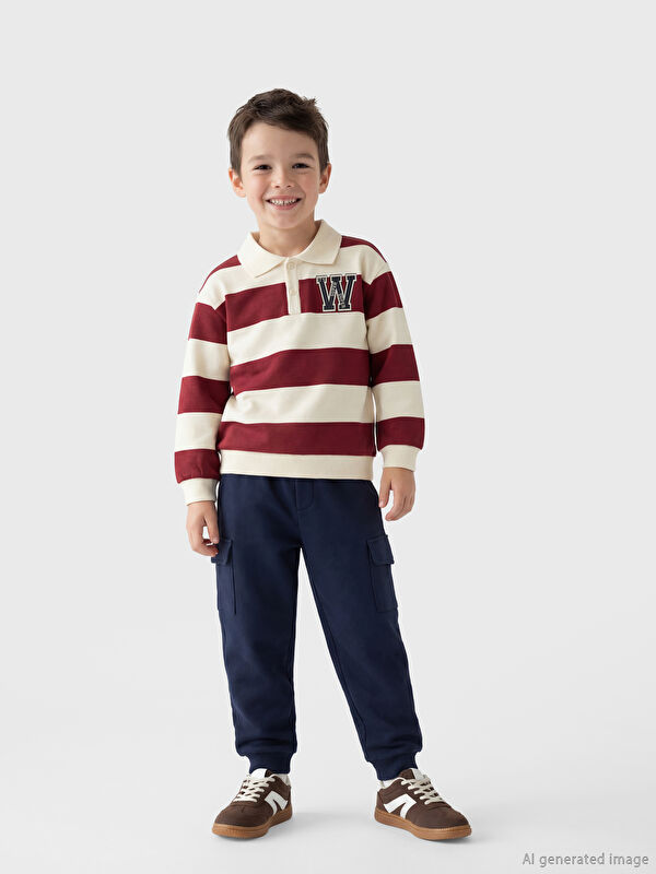 LCW Kids Çizgili Erkek Çocuk Sweatshirt ve Eşofman Takım