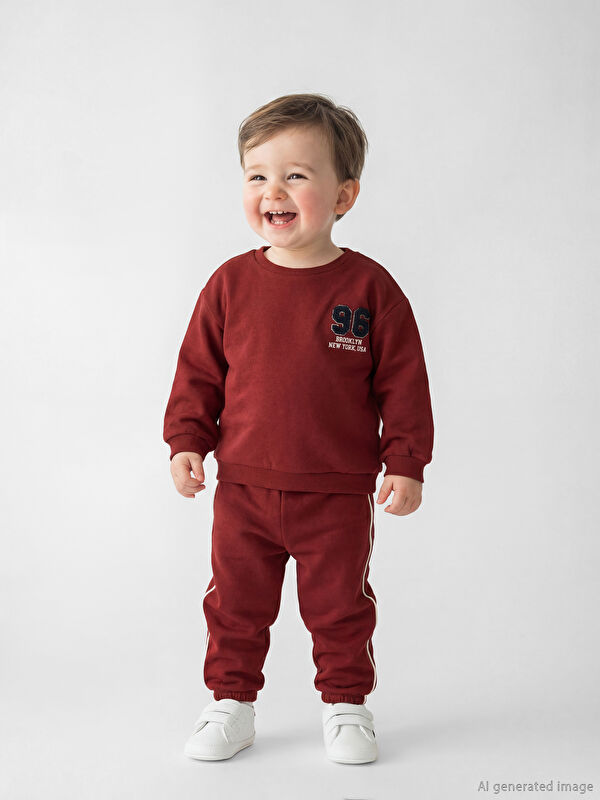 LCW baby Brooklyn Baskılı Erkek Bebek Sweatshirt ve Eşofman Altı
