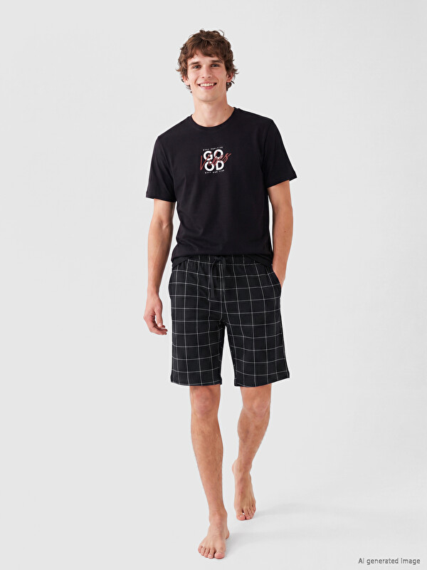 LC WAIKIKI Baskılı Erkek Şortlu Pijama Takımı