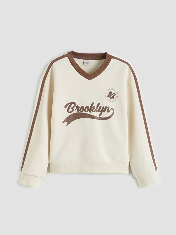 LCW Kids V Yaka Kız Çocuk Sweatshirt