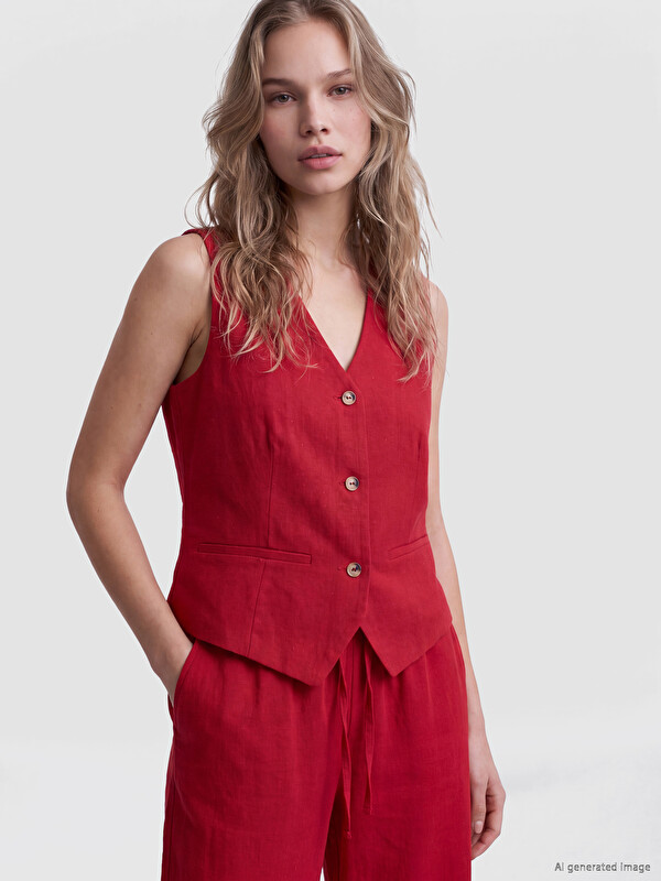 LCW Vision Linen Blend Women's Classic Waistcoat