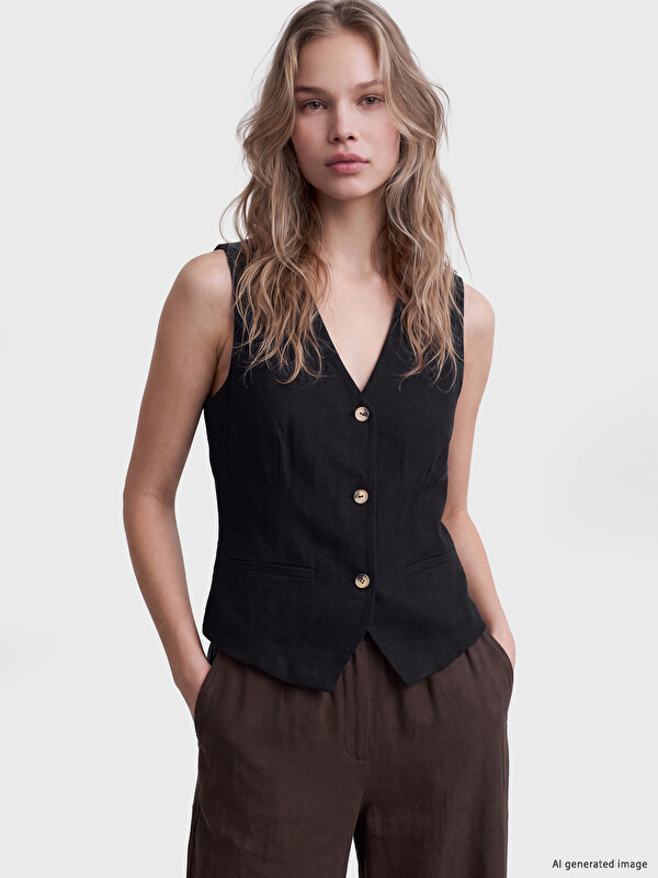 LCW Vision Linen Blend Women's Classic Waistcoat