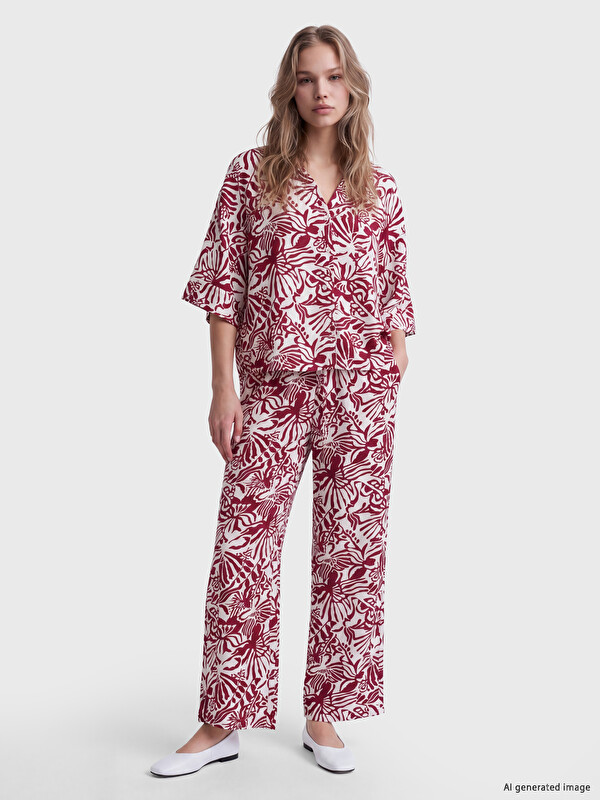 LCW Vision Patterned Wide Leg Women's Trousers