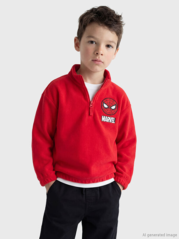LCW Kids Spider-Man Nakışlı Erkek Çocuk Polar Sweatshirt	
