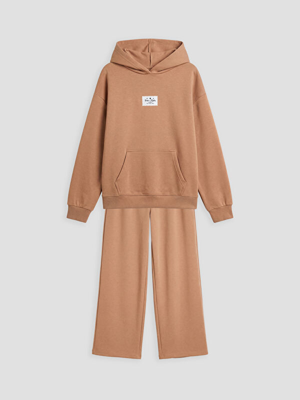 LCW Kids Kapüşonlu Kız Çocuk Soft Touch Sweatshirt ve Eşofman Altı